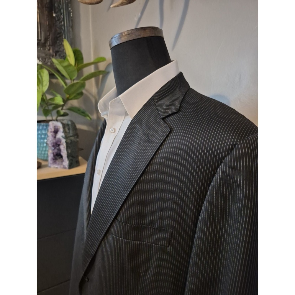 Corneliani Men's 46R Two Button Wool Sports Coat Black Stripe Italy